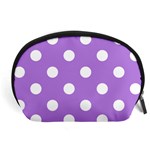 Polka Dots - White on Lavender Violet Accessory Pouch (Large)