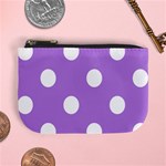 Polka Dots - White on Lavender Violet Mini Coin Purse