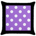 Polka Dots - White on Lavender Violet Throw Pillow Case (Black)