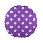 Polka Dots - White on Lavender Violet Standard 15  Premium Round Cushion