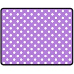 Polka Dots - White on Lavender Violet Fleece Blanket (Medium) (One Side)