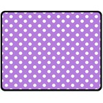 Polka Dots - White on Lavender Violet Double Sided Fleece Blanket (Medium) (Two Sides)