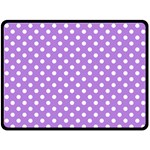 Polka Dots - White on Lavender Violet Double Sided Fleece Blanket (Large) (Two Sides)