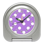 Polka Dots - White on Lavender Violet Desk Alarm Clock
