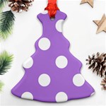 Polka Dots - White on Lavender Violet Ornament (Christmas Tree)