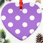 Polka Dots - White on Lavender Violet Ornament (Heart)