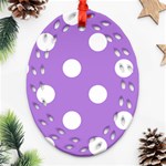 Polka Dots - White on Lavender Violet Ornament (Bell) Ornament (Oval Filigree)