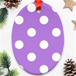 Polka Dots - White on Lavender Violet Oval Ornament (Two Sides)