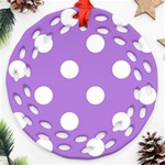 Polka Dots - White on Lavender Violet Ornament (Round Filigree)