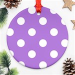 Polka Dots - White on Lavender Violet Ornament (Round)