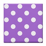 Polka Dots - White on Lavender Violet Tile Coaster
