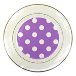 Polka Dots - White on Lavender Violet Porcelain Plate