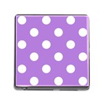 Polka Dots - White on Lavender Violet Memory Card Reader (Square)
