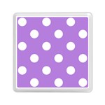Polka Dots - White on Lavender Violet Memory Card Reader with Storage (Square)