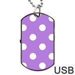 Polka Dots - White on Lavender Violet Dog Tag USB Flash (Two Sides)