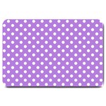Polka Dots - White on Lavender Violet Large Doormat