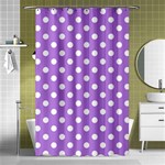 Polka Dots - White on Lavender Violet Shower Curtain 48  x 72  (Small)
