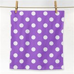 Polka Dots - White on Lavender Violet Face Towel