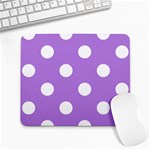 Polka Dots - White on Lavender Violet Large Mousepad