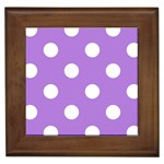 Polka Dots - White on Lavender Violet Framed Tile