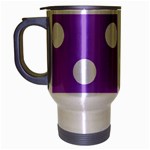 Polka Dots - White on Lavender Violet Travel Mug (Silver Gray)