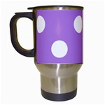 Polka Dots - White on Lavender Violet Travel Mug (White)