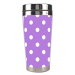 Polka Dots - White on Lavender Violet Stainless Steel Travel Tumbler