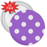 Polka Dots - White on Lavender Violet 3  Button (10 pack)