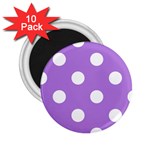Polka Dots - White on Lavender Violet 2.25  Magnet (10 pack)