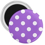 Polka Dots - White on Lavender Violet 3  Magnet
