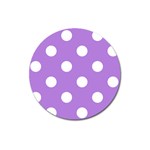 Polka Dots - White on Lavender Violet Magnet 3  (Round)