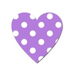 Polka Dots - White on Lavender Violet Magnet (Heart)