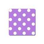 Polka Dots - White on Lavender Violet Magnet (Square)