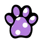 Polka Dots - White on Lavender Violet Magnet (Paw Print)
