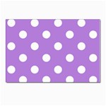 Polka Dots - White on Lavender Violet Postcard 5  x 7 