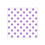 Polka Dots - Lavender Violet on White Satin Bandana Scarf