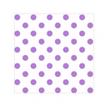 Polka Dots - Lavender Violet on White Small Satin Scarf  (Square)