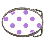 Polka Dots - Lavender Violet on White Belt Buckle