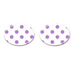 Polka Dots - Lavender Violet on White Cufflinks (Oval)