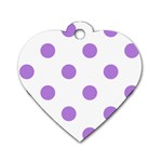 Polka Dots - Lavender Violet on White Dog Tag Heart (Two Sides)