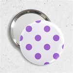 Polka Dots - Lavender Violet on White 2.25  Handbag Mirror