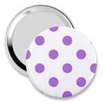 Polka Dots - Lavender Violet on White 3  Handbag Mirror