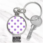 Polka Dots - Lavender Violet on White Nail Clippers Key Chain
