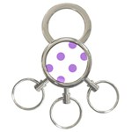 Polka Dots - Lavender Violet on White 3-Ring Key Chain