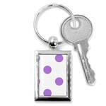 Polka Dots - Lavender Violet on White Key Chain (Rectangle)
