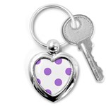 Polka Dots - Lavender Violet on White Key Chain (Heart)