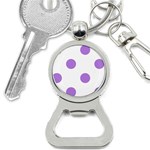 Polka Dots - Lavender Violet on White Bottle Opener Key Chain