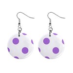 Polka Dots - Lavender Violet on White 1  Button Earrings