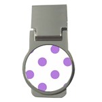 Polka Dots - Lavender Violet on White Money Clip (Round)