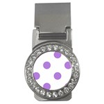 Polka Dots - Lavender Violet on White Money Clip (CZ)